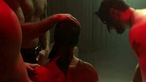 hey, who's this cockhungry hunk blindfolded at the orgy?