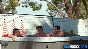 Wow, foursome gay banging at boutique resort! 😍