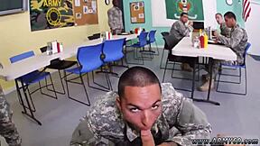 Army men drill hard in outdoor group action.