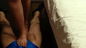 humiliation as bbw crushes my cock and balls with feet