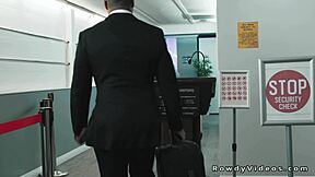 black studs bang hard in airport public lounge