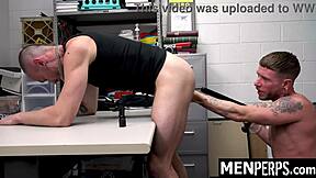 hunky twink caught and drilled by horny security guard, damn! 💥