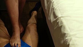 humiliation as bbw crushes my cock and balls with feet