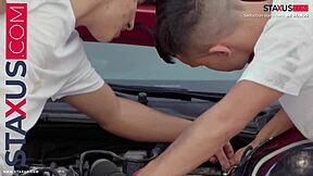 Mechanics bang hard in garage after hours