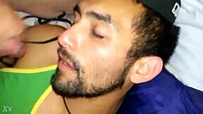 After he’s passed out post-party, I finish in his mouth. That cumshot was wild after the blowjob.