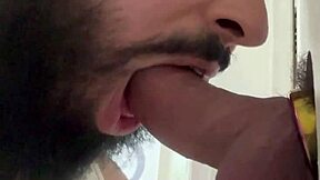 Bearded guy sucks at glory hole, full video?