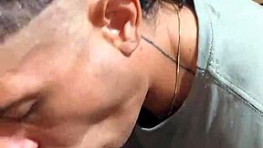 Twink Sucks Uncut Cock at Glory Hole in Stockroom