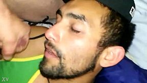 After he’s passed out post-party, I finish in his mouth. That cumshot was wild after the blowjob.