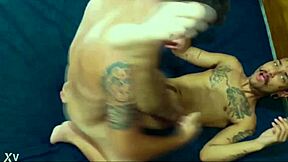 yo, drill me hard maldonatto, full action with tattooed stud on red