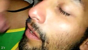 After he’s passed out post-party, I finish in his mouth. That cumshot was wild after the blowjob.