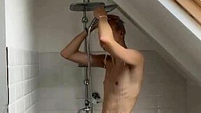 I wash in the shower, oops, cummin' big with this dick!