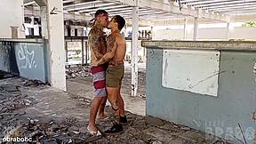 Fucking my latino cousin in abandoned building with deepthroat