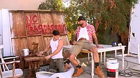 Whoa! Watch Dom Ully and Danny Torro bang hard in the locker room!