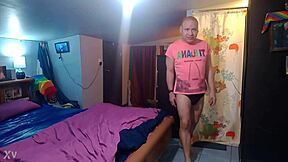 Solo Play in Tight Shirt and Underwear