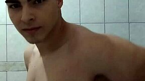Young Latino Twink Caught in Shower Scene