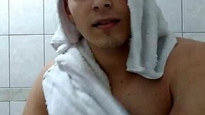 Young Latino Twink Caught in Shower Scene