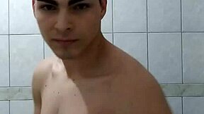 Young Latino Twink Caught in Shower Scene