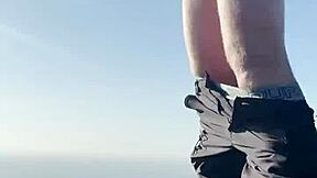 teen twink jerks off boldly in public park