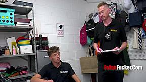 Damn, twink guard gets fucked hard on first day!