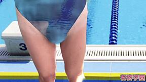 I enjoy masturbating in my school swimsuit at the pool secretly.
