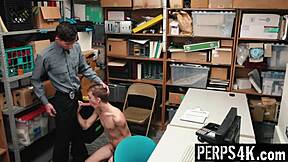 Officer reviewed tapes and caught thief in loss prevention office for blackmail punishment.