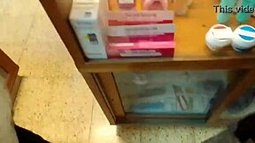 Fat little slut bends over and inserts microphone into his ass for masturbation