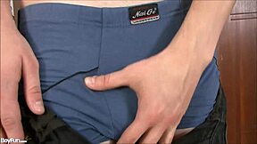 Solo teen gay jerks his uncut cock suggestively