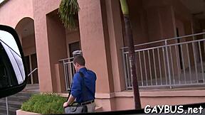 Overflowing cumshots in sexy gay fuck