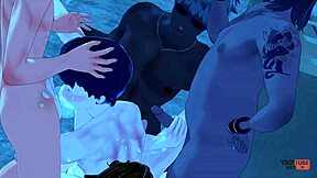 Kageyama from haikyuu takes double penetration in yaoi orgy with five men in asian japanese hentai