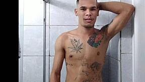 luis fernando shows off his big banana cock