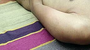 indian straight guy masturbates huge cock outdoors with two hands