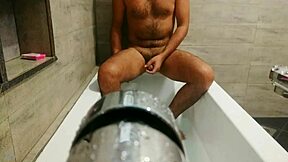 indian guy with big cock masturbates after shower on cam