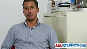 randy hardcore threesome with kinky pervs in office