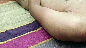 indian straight guy masturbates huge cock outdoors with two hands