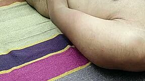 indian straight guy masturbates huge cock outdoors with two hands