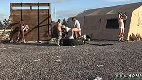 young army boy discovers blowjob and anal in outdoor group
