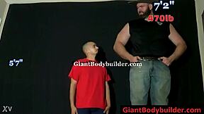 Gay Giant Bodybuilders Dominate Twink In Garage!