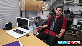 Wow! Horny Interviewer Gets Hard Watching Interracial Oral and Ass Fucking!