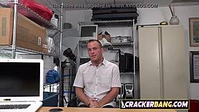 Gay stud sucks huge black cocks at work