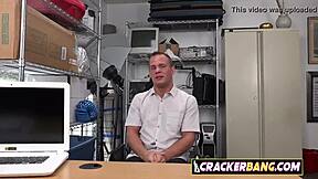 Gay stud sucks huge black cocks at work