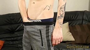 Watch This Little Gay Twink Stroking His Uncut Cock to Cumshot! European Teen Solo Masturbation in High Definition!