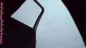 Amateur crossdresser explores outdoor fetish in leggings and shoes.