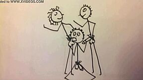 Bold stickman animation of young man blowjob group fun