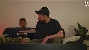 Straight Swedish guy returns for blowjob and handjob session