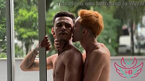 Twinks in hot passionate sex with big cock blowjob, rough ass fucking, cum on ass