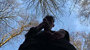 In the shadow with my 9 inches cock for cute european twink handjob outdoor sexy fun