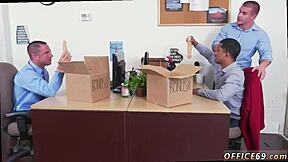 Oriental twink couple explores bareback blowjob with watersports fetish toy close up