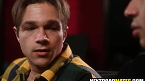 Closeted Guy Hooks Up With Gay Lover For Bareback Blowjob And Fucking In Cinema