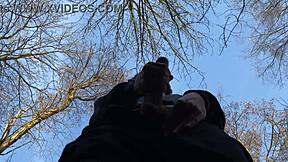 In the shadow with my 9 inches cock for cute european twink handjob outdoor sexy fun