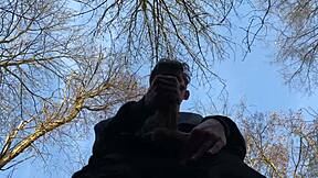 In the shadow with my 9 inches cock for cute european twink handjob outdoor sexy fun